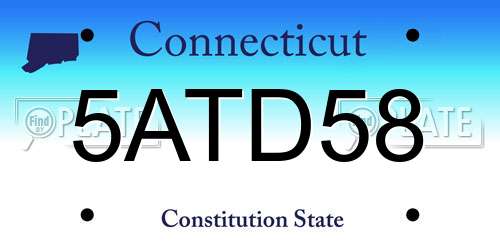 5ATD58 Connecticut License Plate