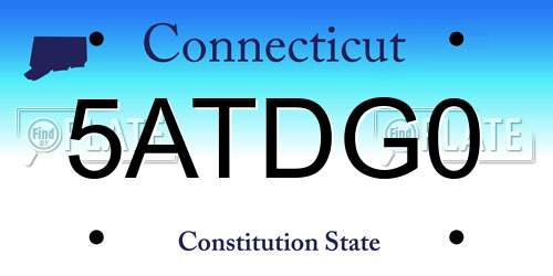 5ATDG0 Connecticut License Plate