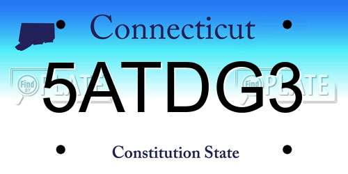 5ATDG3 Connecticut License Plate