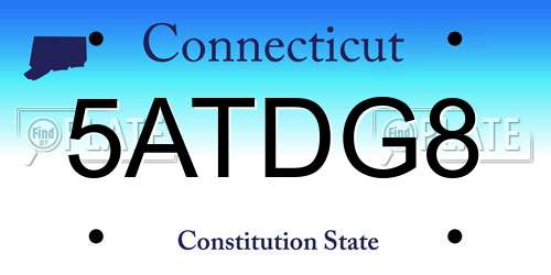 5ATDG8 Connecticut License Plate
