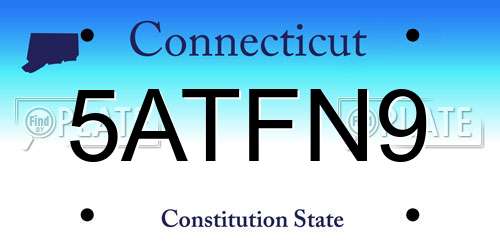 5ATFN9 Connecticut License Plate