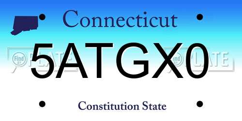 5ATGX0 Connecticut License Plate