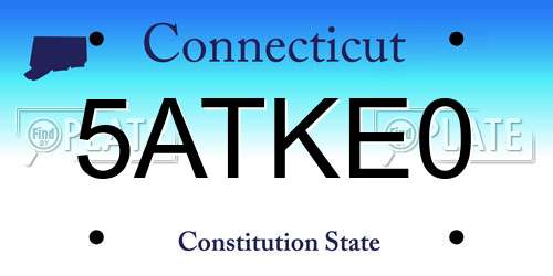 5ATKE0 Connecticut License Plate