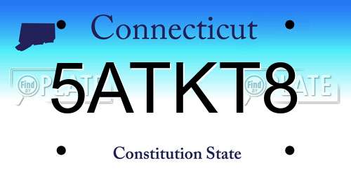 5ATKT8 Connecticut License Plate
