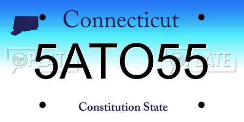 5ATO55 Connecticut License Plate