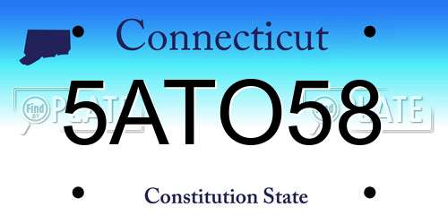5ATO58 Connecticut License Plate