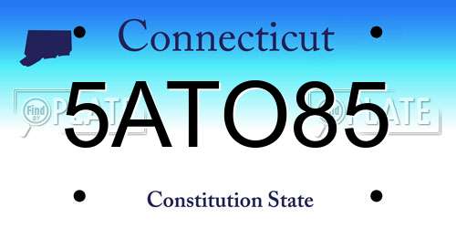 5ATO85 Connecticut License Plate