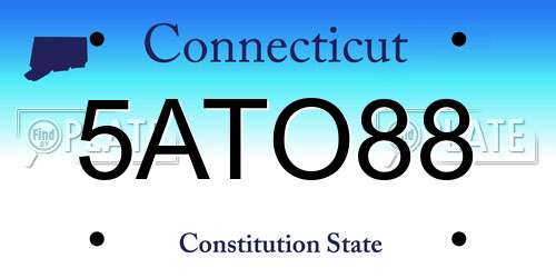 5ATO88 Connecticut License Plate