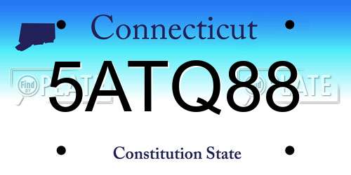 5ATQ88 Connecticut License Plate