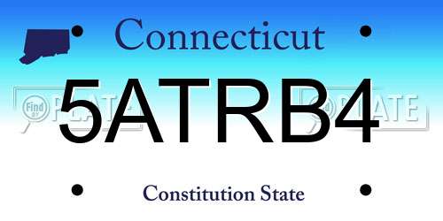 5ATRB4 Connecticut License Plate