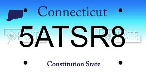 5ATSR8 Connecticut License Plate