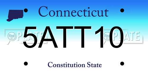 5ATT10 Connecticut License Plate
