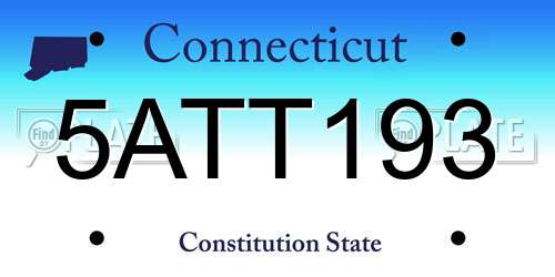 5ATT193 Connecticut License Plate