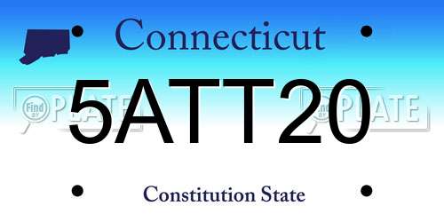 5ATT20 Connecticut License Plate