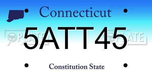 5ATT45 Connecticut License Plate
