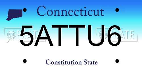 5ATTU6 Connecticut License Plate