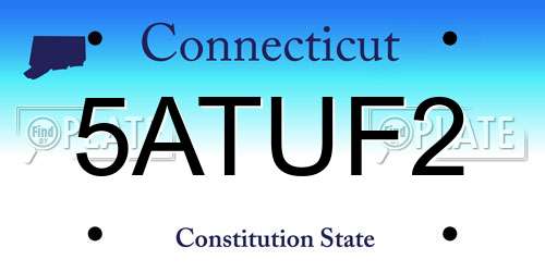 5ATUF2 Connecticut License Plate