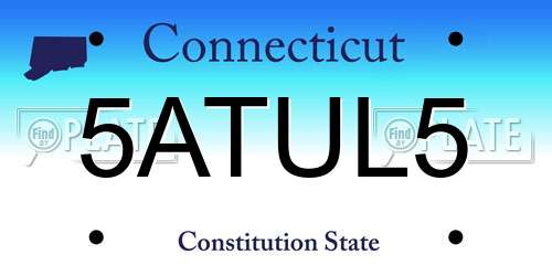 5ATUL5 Connecticut License Plate