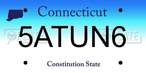 5ATUN6 Connecticut License Plate