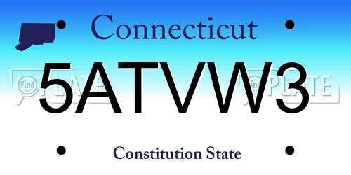 5ATVW3 Connecticut License Plate