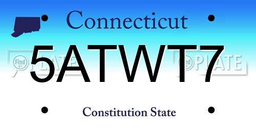 5ATWT7 Connecticut License Plate