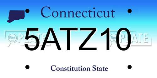 5ATZ10 Connecticut License Plate
