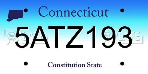 5ATZ193 Connecticut License Plate