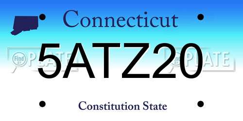 5ATZ20 Connecticut License Plate