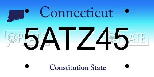 5ATZ45 Connecticut License Plate