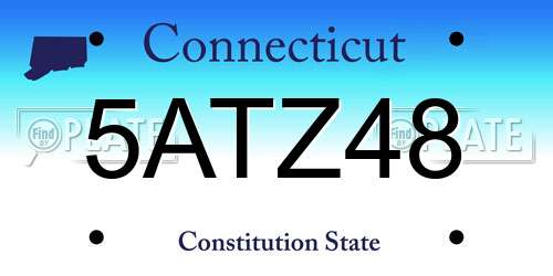 5ATZ48 Connecticut License Plate