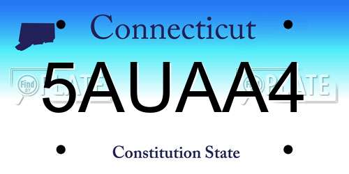 5AUAA4 Connecticut License Plate