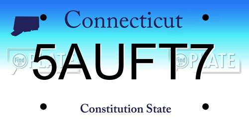 5AUFT7 Connecticut License Plate