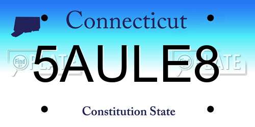 5AULE8 Connecticut License Plate