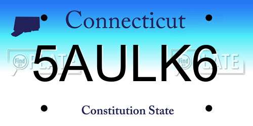 5AULK6 Connecticut License Plate