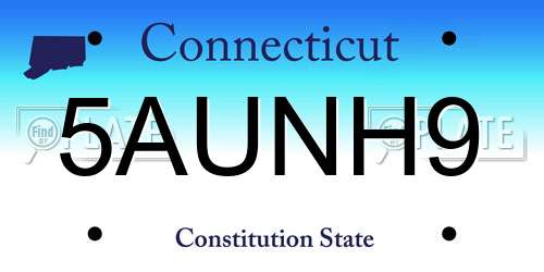 5AUNH9 Connecticut License Plate