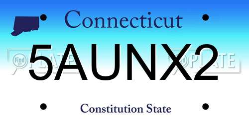 5AUNX2 Connecticut License Plate