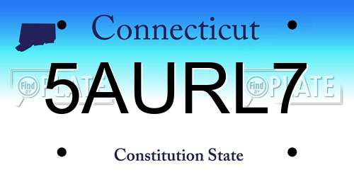 5AURL7 Connecticut License Plate