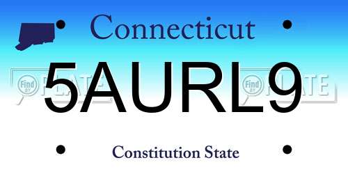 5AURL9 Connecticut License Plate