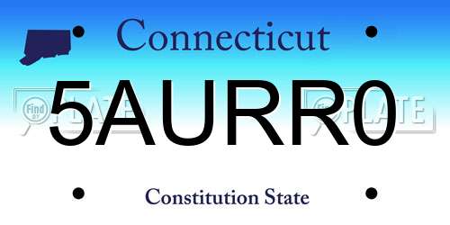 5AURR0 Connecticut License Plate