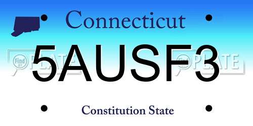 5AUSF3 Connecticut License Plate