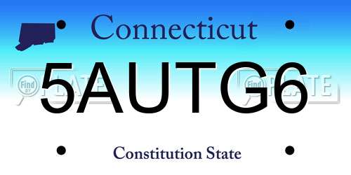 5AUTG6 Connecticut License Plate
