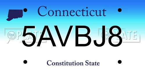 5AVBJ8 Connecticut License Plate