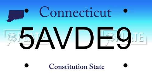 5AVDE9 Connecticut License Plate
