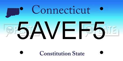 5AVEF5 Connecticut License Plate
