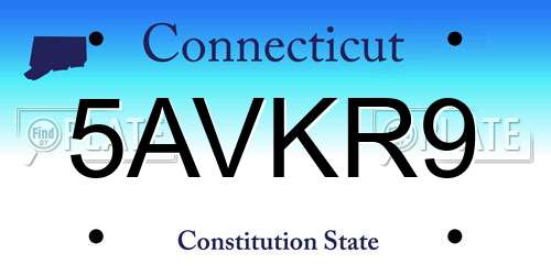 5AVKR9 Connecticut License Plate