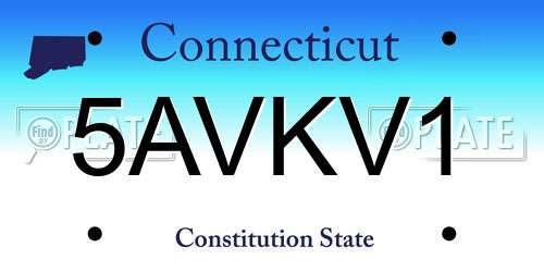 5AVKV1 Connecticut License Plate