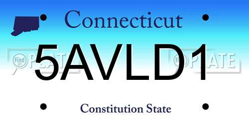 5AVLD1 Connecticut License Plate