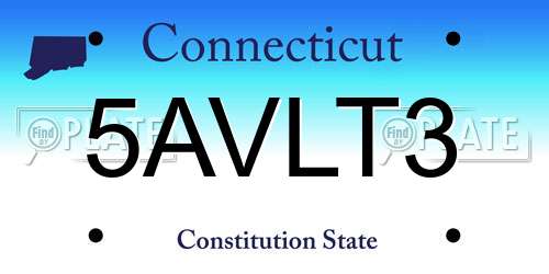 5AVLT3 Connecticut License Plate