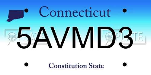 5AVMD3 Connecticut License Plate