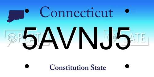 5AVNJ5 Connecticut License Plate
